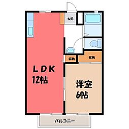 トマトB 1LDKの間取図画像