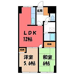 桜町ハイツ 2LDKの間取図画像