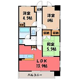 元今泉レジデンス 3LDKの間取図画像
