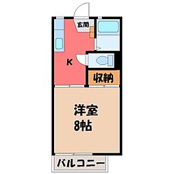 レジデンス斉藤 1Kの間取図画像
