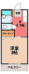 光陽ハイツ 1DKの間取図画像