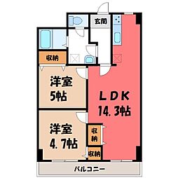 ひがしレジデンス 2LDKの間取図画像