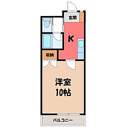 南大通りパークハイツ 1Kの間取図画像