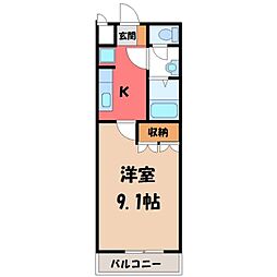 グランドゥール2 1Kの間取図画像