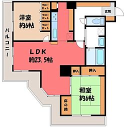 オヴェスト宇都宮ザ・タワー 2LDKの間取図画像