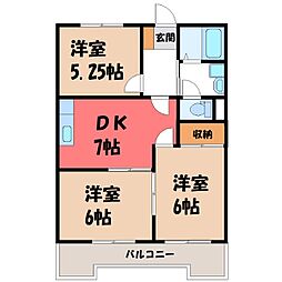 東海ハイツ1 3DKの間取図画像