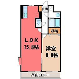 壱番館元今泉 1LDKの間取図画像
