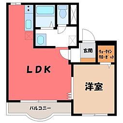 華美が丘ジュネス 1LDKの間取図画像
