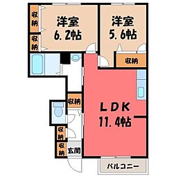 ブラウンハウスA 2LDKの間取図画像