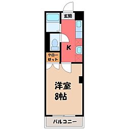 レジデンスカープ宇都宮 1Kの間取図画像