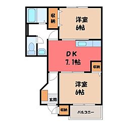 バーシアFreeA 2DKの間取図画像