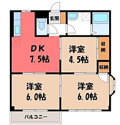 エルディム幸A 3DKの間取図画像