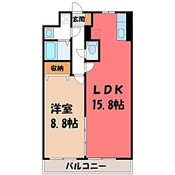 壱番館元今泉 1LDKの間取図画像