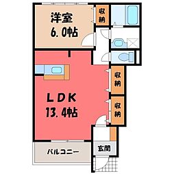 リバーサイドヴィラ 1LDKの間取図画像