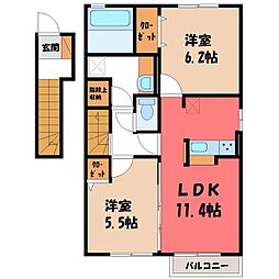 コートヤードF 2LDKの間取図画像