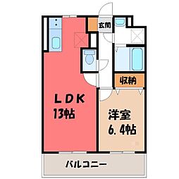 エフプラッツ 1LDKの間取図画像
