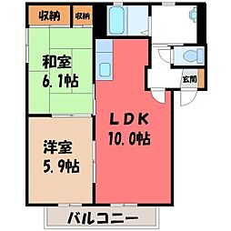 コーポボヌール 2LDKの間取図画像