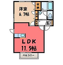 サザンシュロスA 1LDKの間取図画像