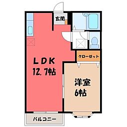 シティハイツ栗原A 1LDKの間取図画像
