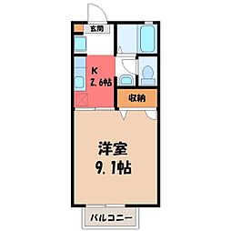 グランシャリオKA 1Kの間取図画像
