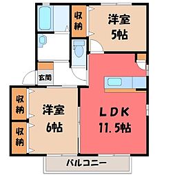 ブリリアント・ハウスA 2LDKの間取図画像