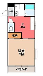 コーポカルム 1Kの間取図画像