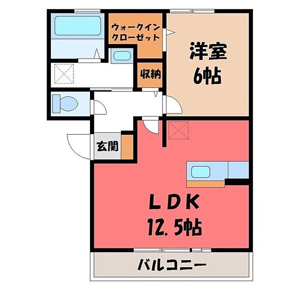 栃木県宇都宮市西川田町(賃貸アパート1LDK・3階・46.47㎡)の写真 その2