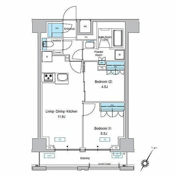 プレディアコート森下テラス ｜東京都墨田区千歳1丁目(賃貸マンション2LDK・8階・52.59㎡)の写真 その2