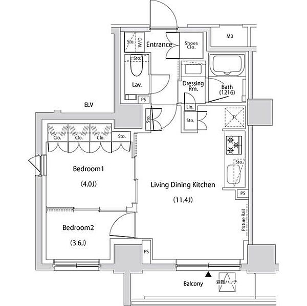 ザ・パークハビオ文京目白台プレイス ｜東京都文京区目白台2丁目(賃貸マンション2LDK・1階・44.17㎡)の写真 その2