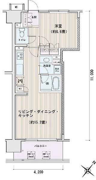 エスティメゾン豊洲レジデンスC ｜東京都江東区豊洲3丁目(賃貸マンション1LDK・8階・50.47㎡)の写真 その2