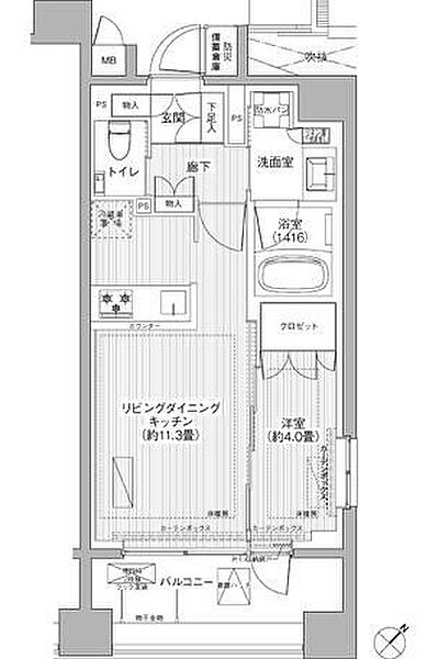 イニシア築地レジデンス ｜東京都中央区築地7丁目(賃貸マンション1LDK・5階・40.37㎡)の写真 その2