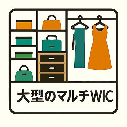 衣類だけでなく、バッグやスーツケース、季節家電まですっきり収納できるウォークインクローゼット。ハンガーパイプ、引き出し付きの収納などを自由に組み合わせられる柔軟性が魅力です。