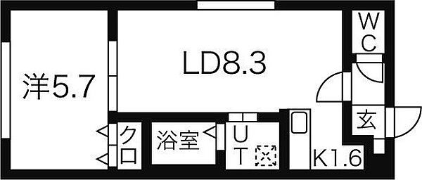 リージェントN札幌 303｜北海道札幌市東区北八条東1丁目(賃貸マンション1LDK・3階・33.60㎡)の写真 その2