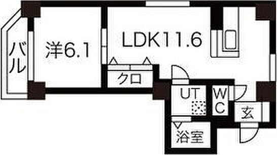 HILLTOP TOWER 8c｜北海道札幌市豊平区平岸一条8丁目(賃貸マンション1LDK・8階・38.71㎡)の写真 その3