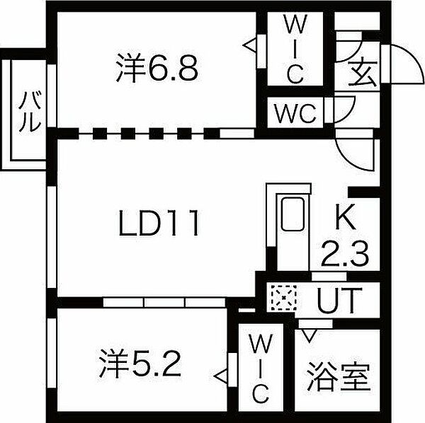 Balboni Sette(バルボーニセッテ) 306｜北海道札幌市白石区本郷通8丁目北(賃貸マンション2LDK・3階・52.36㎡)の写真 その3