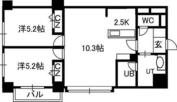 PRIME　URBAN北3条通 501｜北海道札幌市中央区北三条東2丁目(賃貸マンション2LDK・5階・51.10㎡)の写真 その2