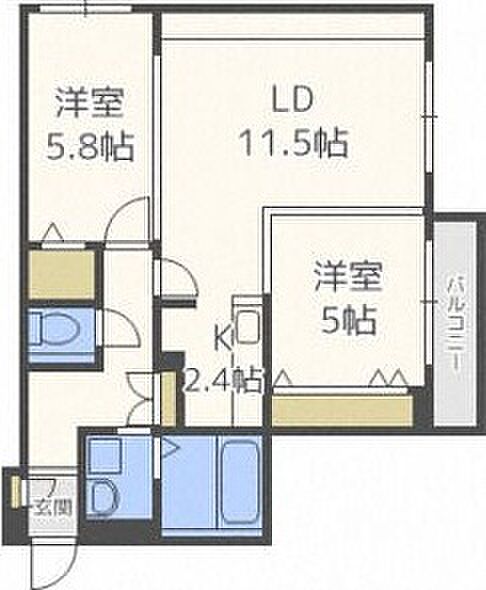 J-CITY.STELLA 302｜北海道札幌市中央区南十条西12丁目(賃貸マンション2LDK・3階・59.50㎡)の写真 その3