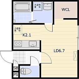 仮)北15-東8MS 4階1Kの間取り