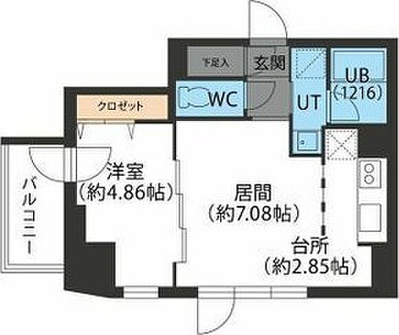 F022円山 302｜北海道札幌市中央区大通西22丁目(賃貸マンション1LDK・3階・35.66㎡)の写真 その3