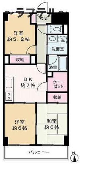 埼玉県所沢市大字荒幡(賃貸マンション3DK・1階・57.68㎡)の写真 その2