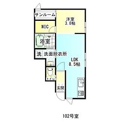 ミルフィーユIII 1LDKの間取図画像