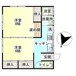 桐山荘 2Kの間取図画像