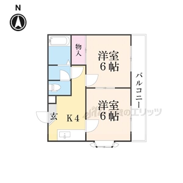 奈良県大和高田市大字市場(賃貸アパート2K・2階・33.48㎡)の写真 その2