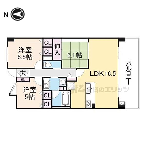 レイセニット奈良グラン・ヴェルジェ 208｜奈良県奈良市肘塚町(賃貸マンション3LDK・2階・72.96㎡)の写真 その2