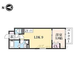 近鉄橿原線 筒井駅 徒歩4分の賃貸アパート 2階1LDKの間取り