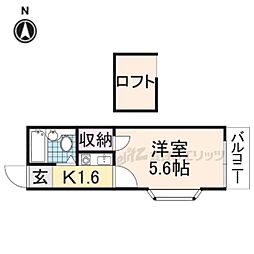 リファインコート八木 1Kの間取図画像