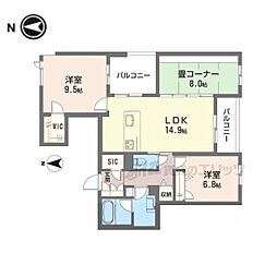 シャーメゾン オークルート奈良 3LDKの間取図画像