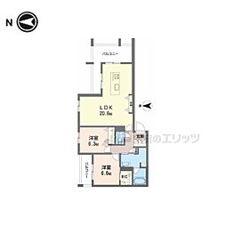 シャーメゾン オークルート奈良 2LDKの間取図画像