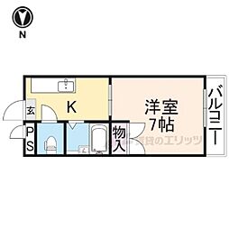 パイン・ハイツ桜井 1DKの間取図画像