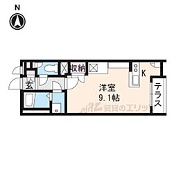 近鉄大阪線 五位堂駅 徒歩4分の賃貸アパート 2階ワンルームの間取り